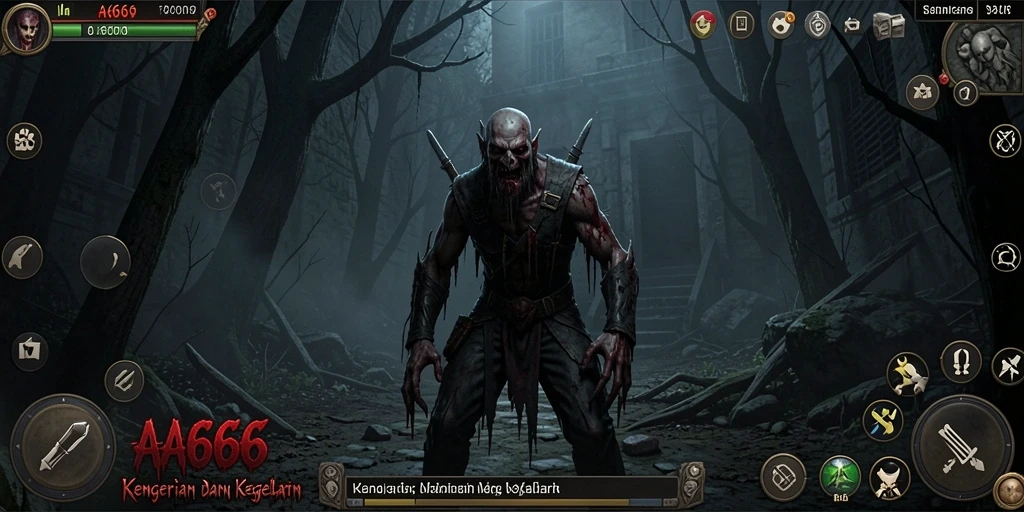 Screenshot utama AA666 menampilkan gameplay menegangkan dengan suasana Horror yang padat.