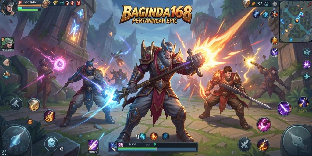 Tampilan gameplay seru dalam BAGINDA168 yang menampilkan aksi MOBA.