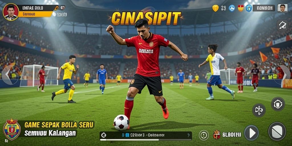 Gameplay seru sepak bola di CINASIPIT dengan grafis menawan.