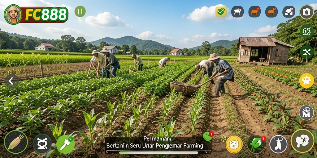 Screenshot FC888 menampilkan gameplay yang seru dan penuh warna dalam bertani.