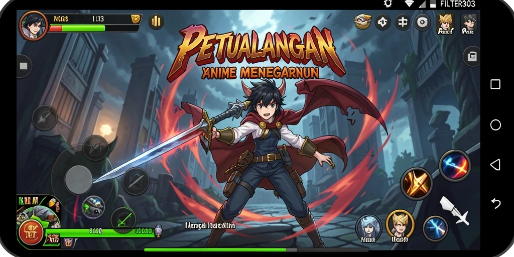 Tampilan gameplay FILTER303 yang menegangkan dan penuh warna.