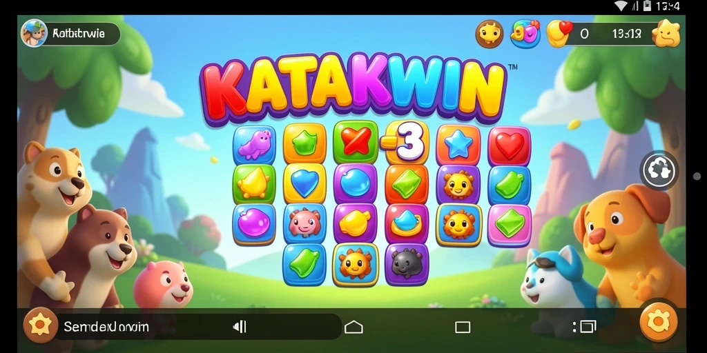 Tampilan gameplay seru KATAKWIN dengan kombinasi katak warna-warni.