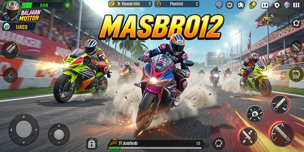 Tampilan gameplay seru dari balapan motor di MASBRO12.