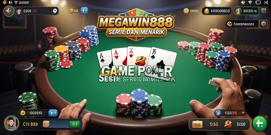 Tampilan gameplay seru dalam aplikasi Poker MEGAWIN888.