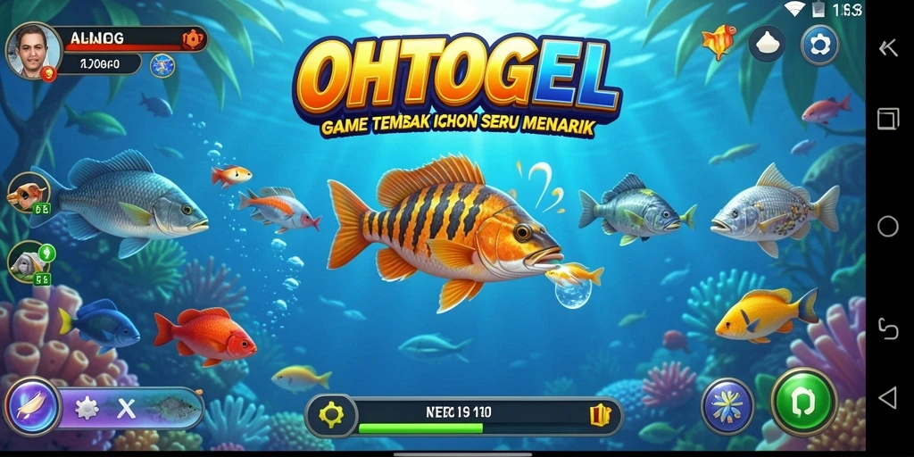 Tampilan gameplay OHTOGEL yang seru saat menembak ikan.