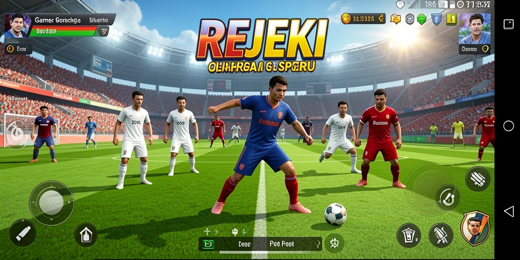 Tampilan utama gameplay REJEKI dengan aksi olahraga yang mendebarkan.